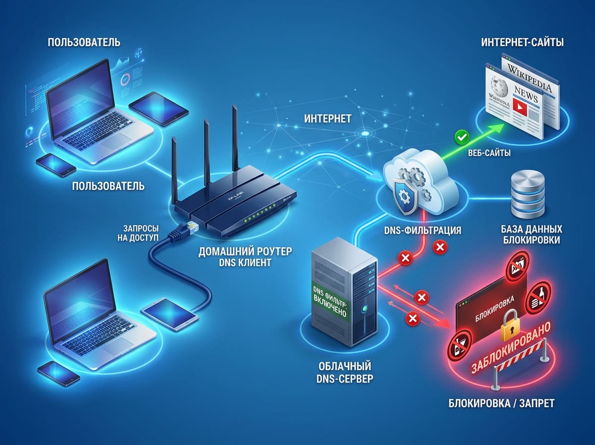 DNS-фильтрация для родительского контроля — схема работы Яндекс.DNS